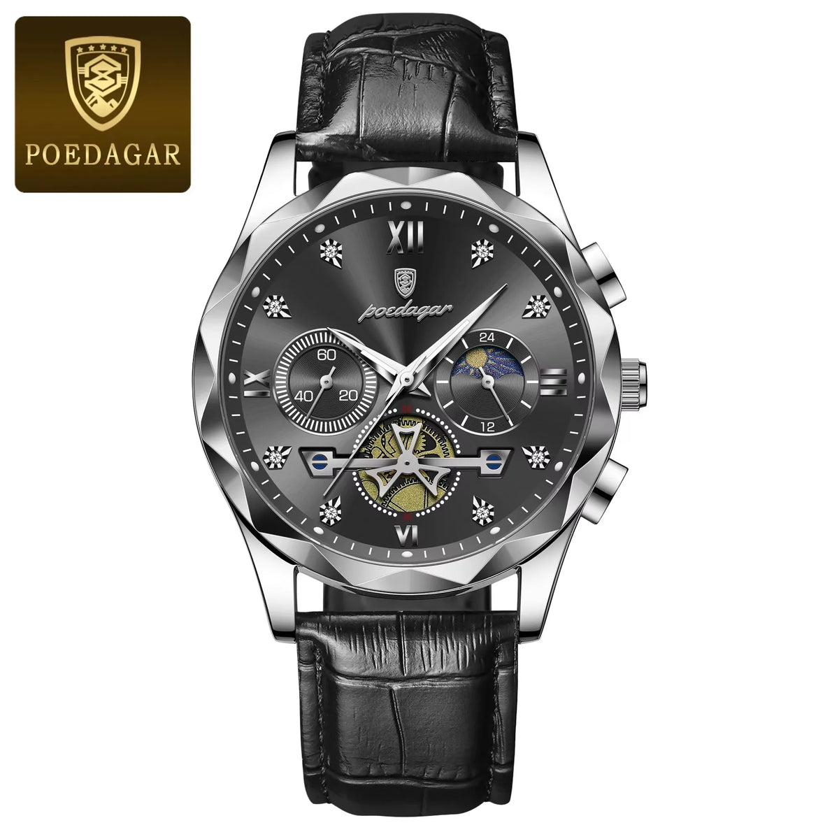 POEDAGAR 996 Watch Top Brand Luxury Men Wristwatch Relogio Masculino Genuine Leather Quartz Watches Sports Waterproof Male Clock