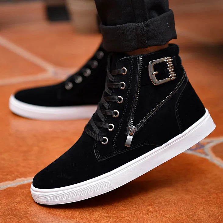 2025 Autumn and Winter New Men's  Boots Buckle  Men's High-top Casual Men's Shoes