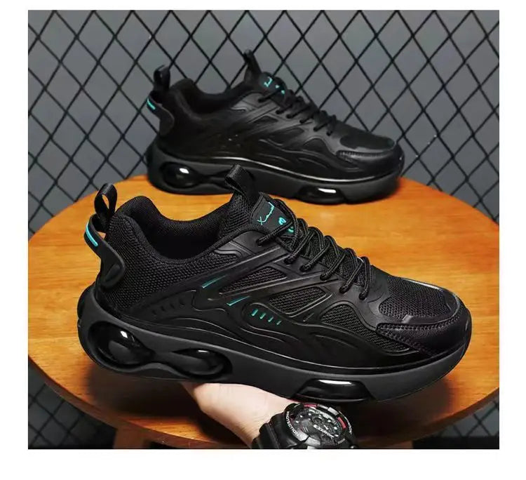 Sneaker Men's Summer Breathable Mesh Running Sports Shoes Leisure Thick-soled Fashion Black Shoes
