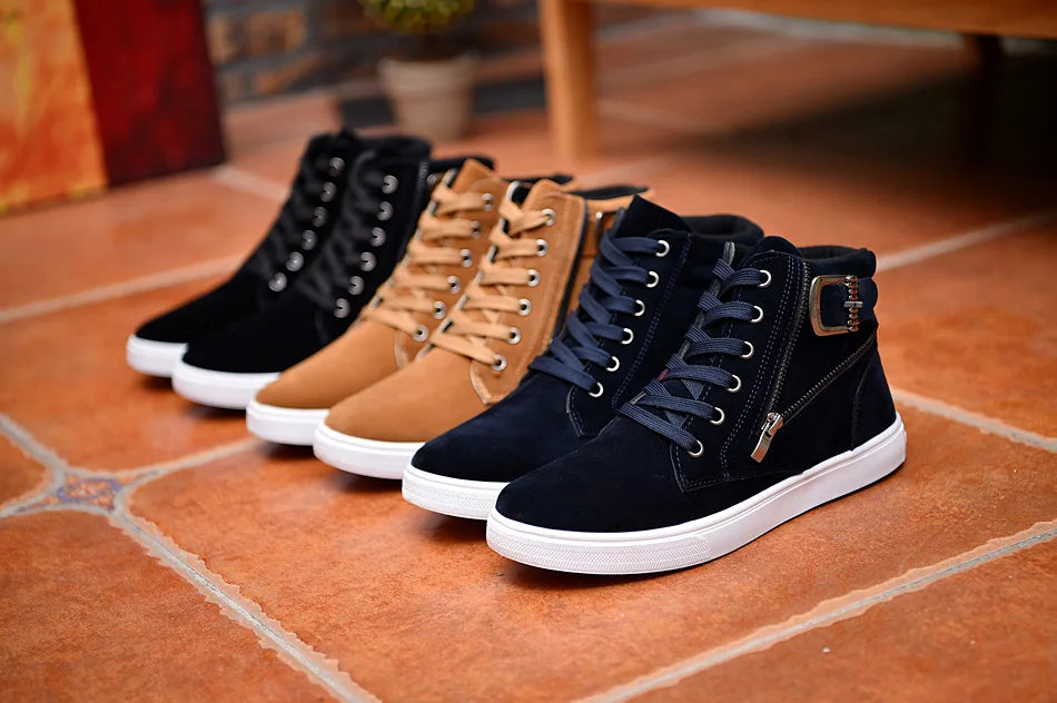 2025 Autumn and Winter New Men's  Boots Buckle  Men's High-top Casual Men's Shoes