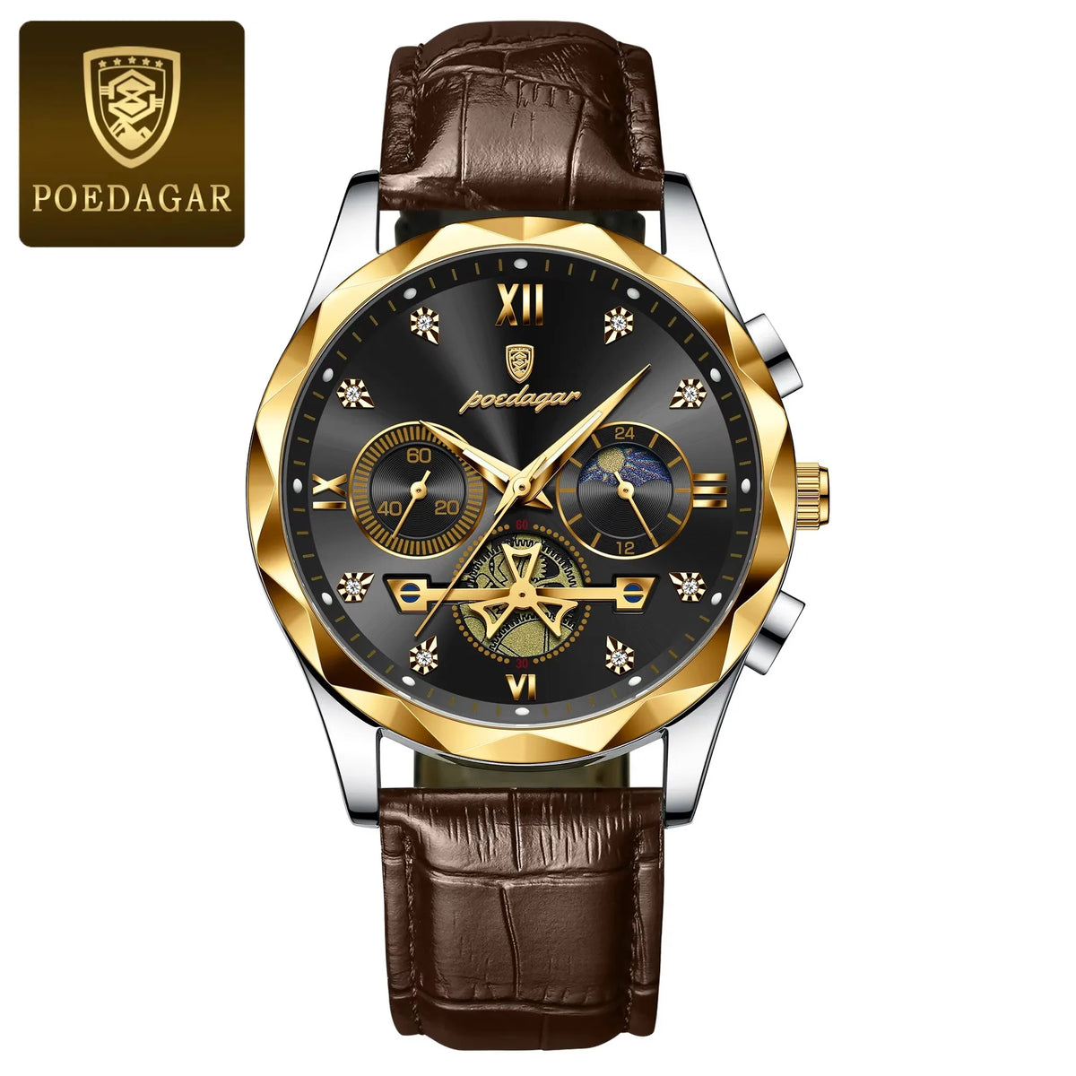 POEDAGAR 996 Watch Top Brand Luxury Men Wristwatch Relogio Masculino Genuine Leather Quartz Watches Sports Waterproof Male Clock