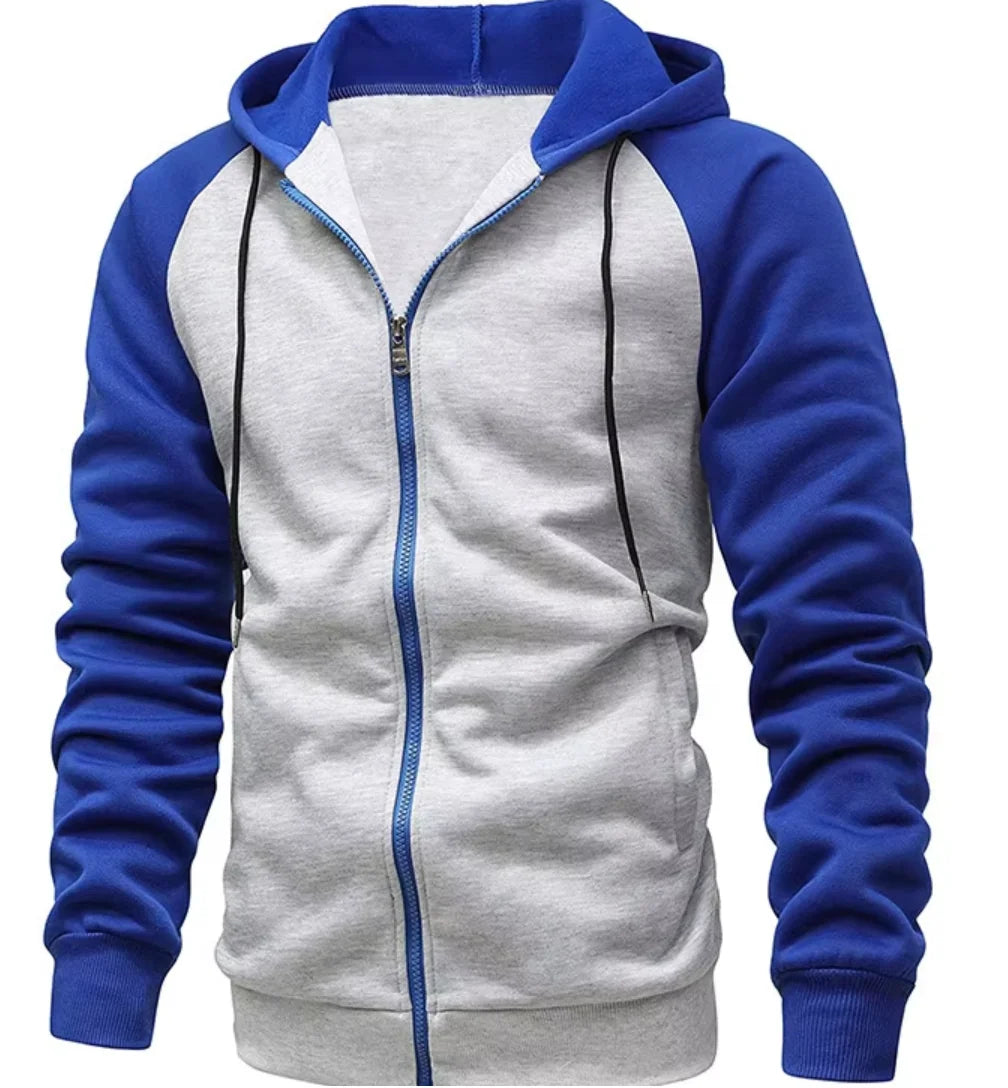 Liu Ming Fashionable 2025 New Fashion Men Casual Contrast Color Zipper Hooded Coats Clothing Sweatshirts