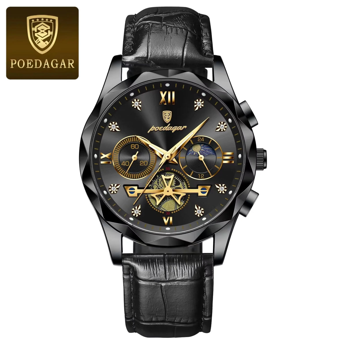 POEDAGAR 996 Watch Top Brand Luxury Men Wristwatch Relogio Masculino Genuine Leather Quartz Watches Sports Waterproof Male Clock