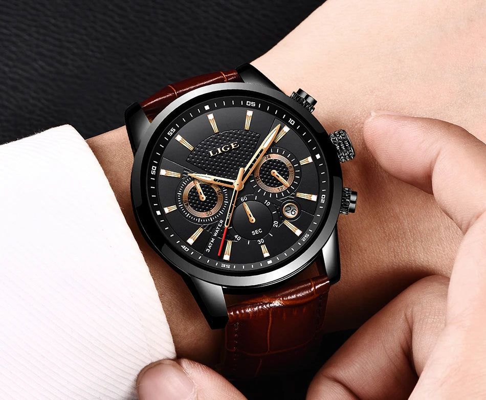 LIGE Fashion Watches for Men Top Brand Fashion Business Men's Sports Watches Quartz Watches Men Reloj Hombre
