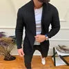 Cheap Wholesale Men Casual Knitwear Solid Color Loose Fit Long Sleeve Cardigan Sweater Open Front (OEM/ODM Service)