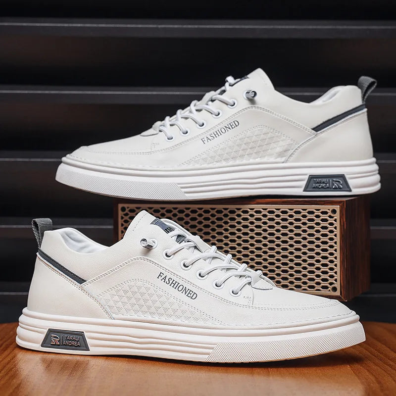 Men's New Fashion White Thin Board Shoes Casual Breathable Walking Style Shoes