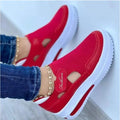 Women Sneakers Sport Thick Platform Lady Leisure Shoes Lace up Comfortable Breathable Canvas Hollow Out Shoe