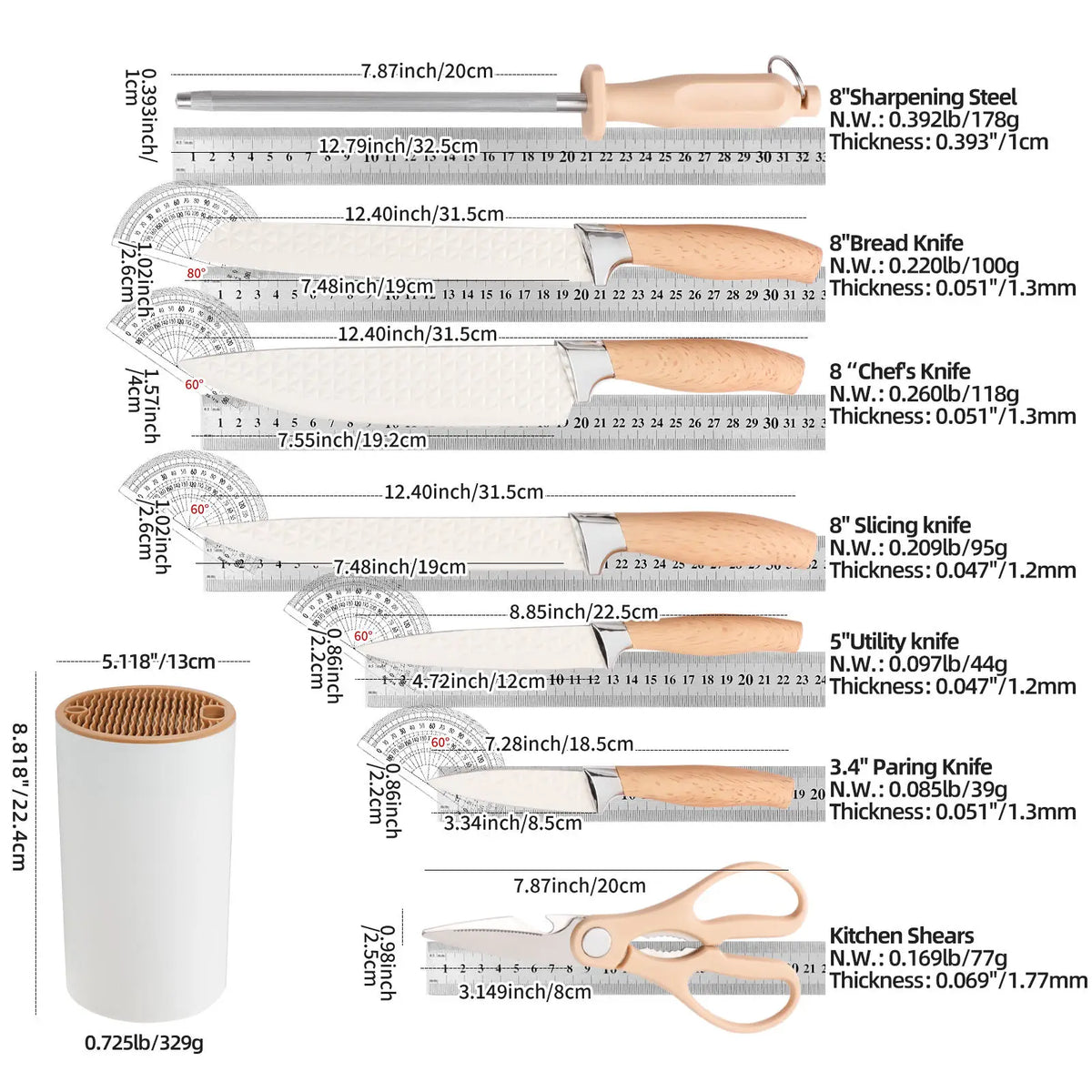 Set de Cuchillos de Cocina Japoneses 7 Piezas