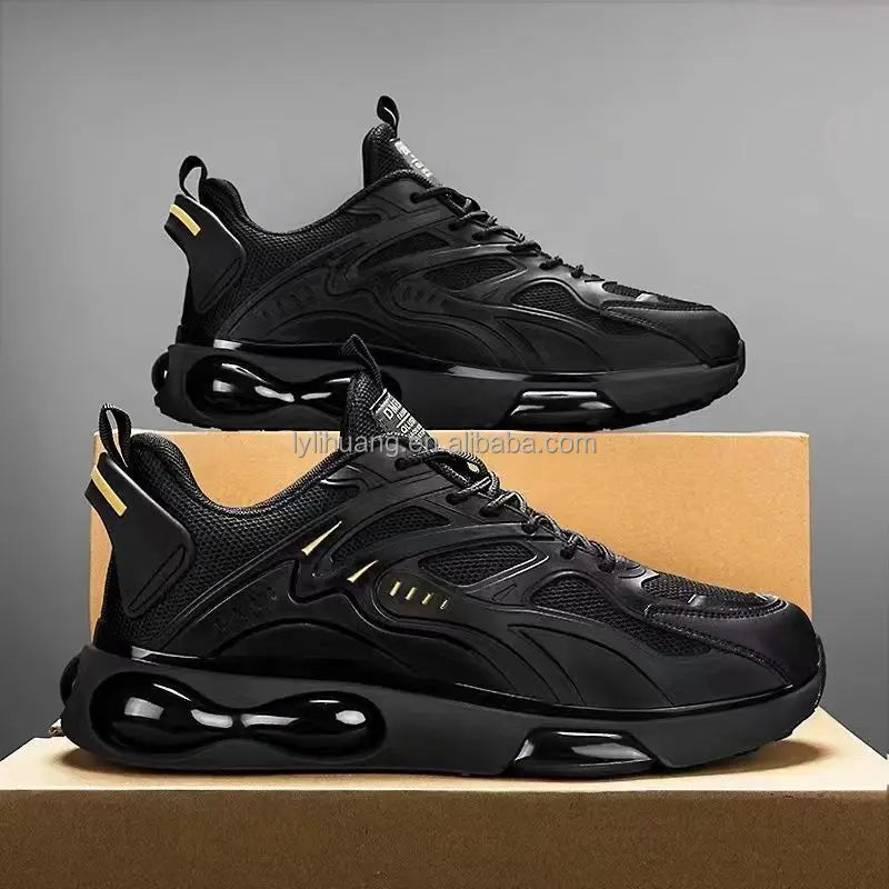 Sneaker Men's Summer Breathable Mesh Running Sports Shoes Leisure Thick-soled Fashion Black Shoes