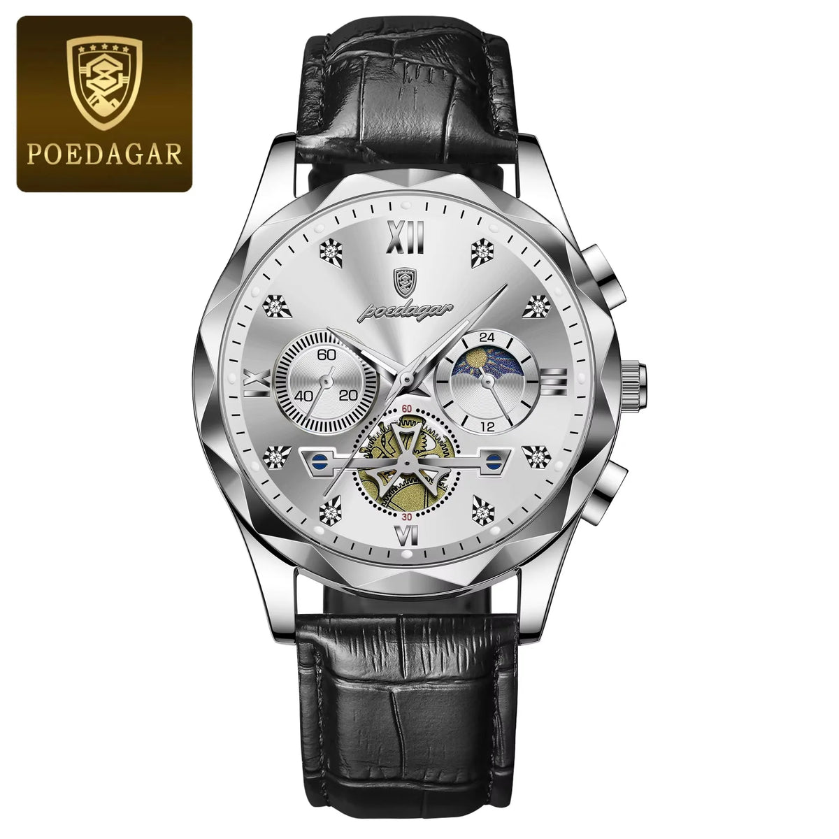 POEDAGAR 996 Watch Top Brand Luxury Men Wristwatch Relogio Masculino Genuine Leather Quartz Watches Sports Waterproof Male Clock