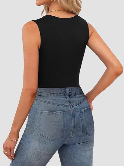 Cross-border European and American hot girls wear camisole women's summer sleeveless off-shoulder square collar threaded shoulder strap top women's clothing