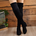 European and American large size women's boots 2023 autumn and winter New thick heel round head high heel slim knee high boots women's spot