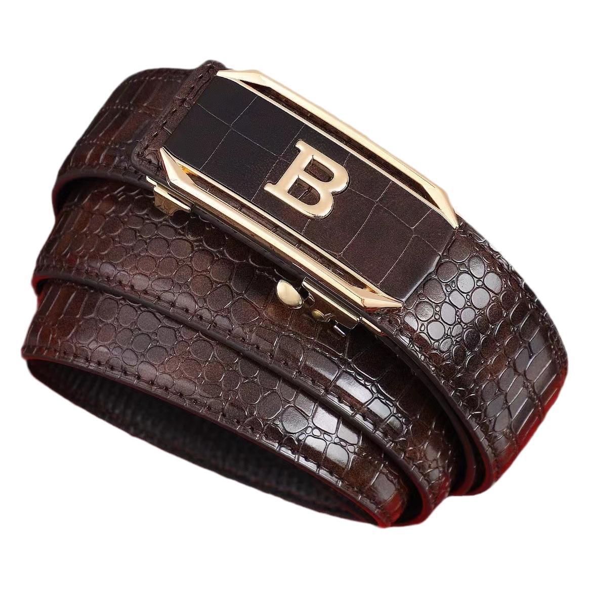 Cross-border Exclusive Luxury Crocodile Pattern Belt High-end Sense Boyfriend Simple Belt Automatic Buckle Father Belt