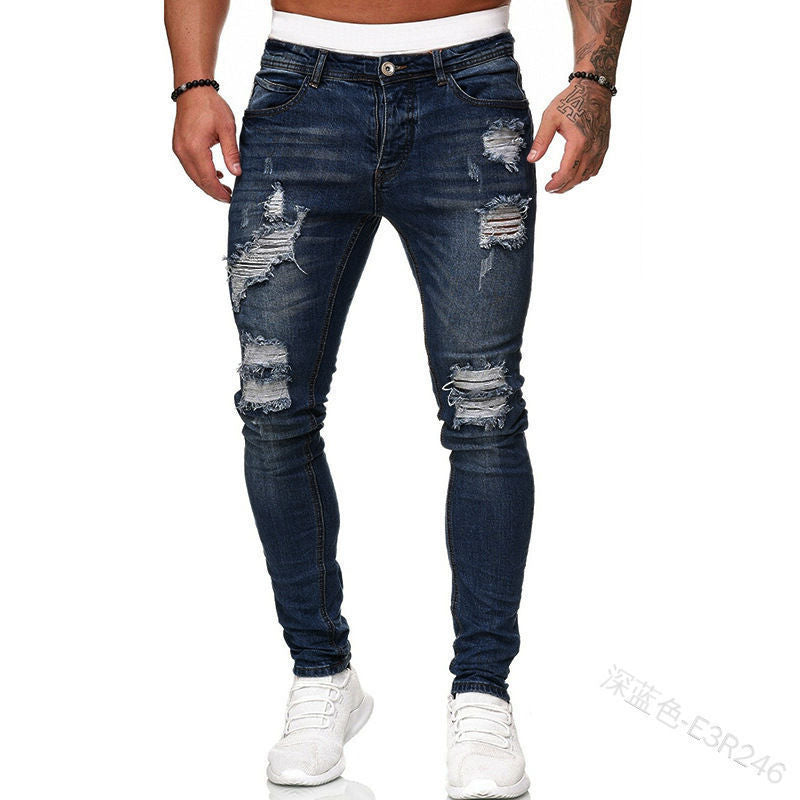 Jeans con Bordado y Cremalleras para Hombre