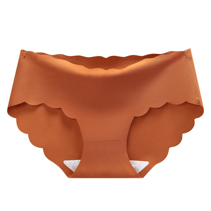 Casual Invisible Seamless One-Piece Wavy Edge Women's Underwear Mid-Waist Pure Cotton Bottom Crotch Breathable Girls' Briefs