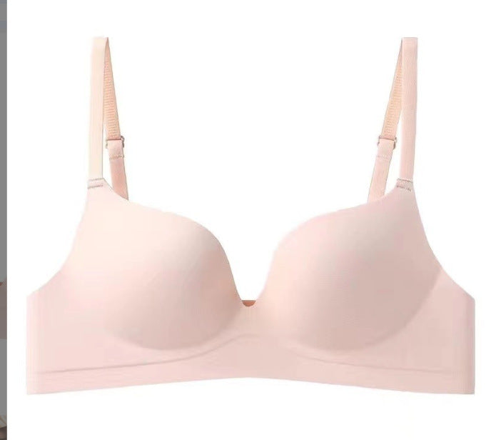 Women's Lingerie for Small Busts, Enhancing and Gathering, Seamless, Push-Up, Wireless, Beautiful Back Bra, Bright Red Bra