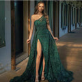 2025 Cross-Border Spring and Summer New European and American Clothing Slanted Shoulder Slit Long Skirt Toast Dress Sequined Suspender Evening Dress