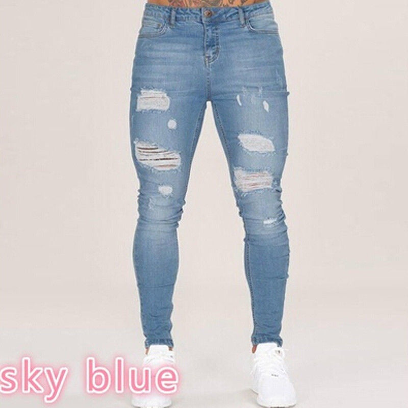 Jeans con Bordado y Cremalleras para Hombre