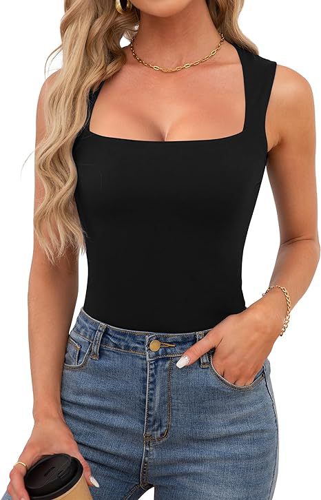 Cross-border European and American hot girls wear camisole women's summer sleeveless off-shoulder square collar threaded shoulder strap top women's clothing
