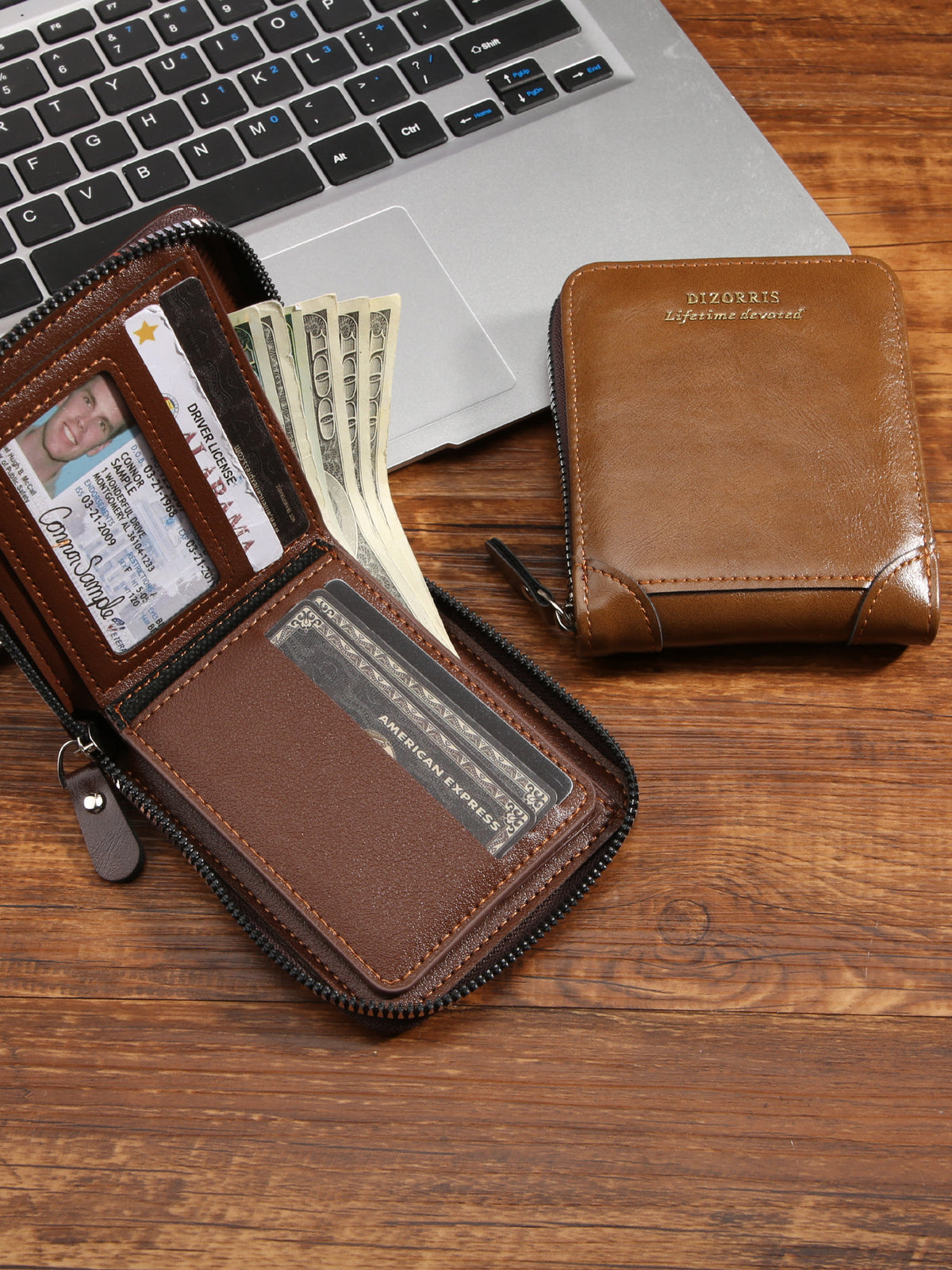 Wallet men's driver's license bag leather case retro simple men's casual short wholesale wallet multi-functional zipper card case
