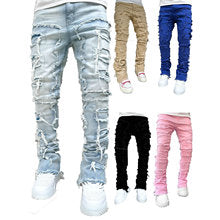 Jeans con Bordado y Cremalleras para Hombre
