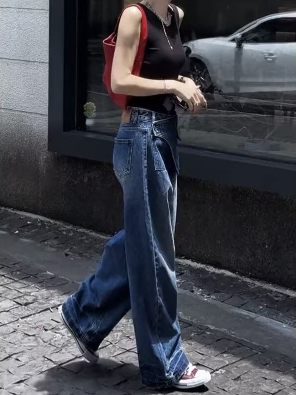 2025 New Summer Style High-Waisted Slimming Large Size Wide-Leg Slimming Summer Relaxed Casual Jeans Personalized Trousers
