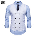 2018 Men's New Double Breasted Men's Casual Suit Vest Cross-border Fashion European Size Men's Vest Vest