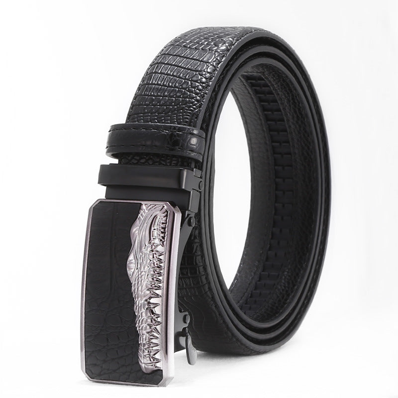 Automatic buckle men's belt crocodile pattern casual Joker youth jeans with wholesale men's belt factory direct sales