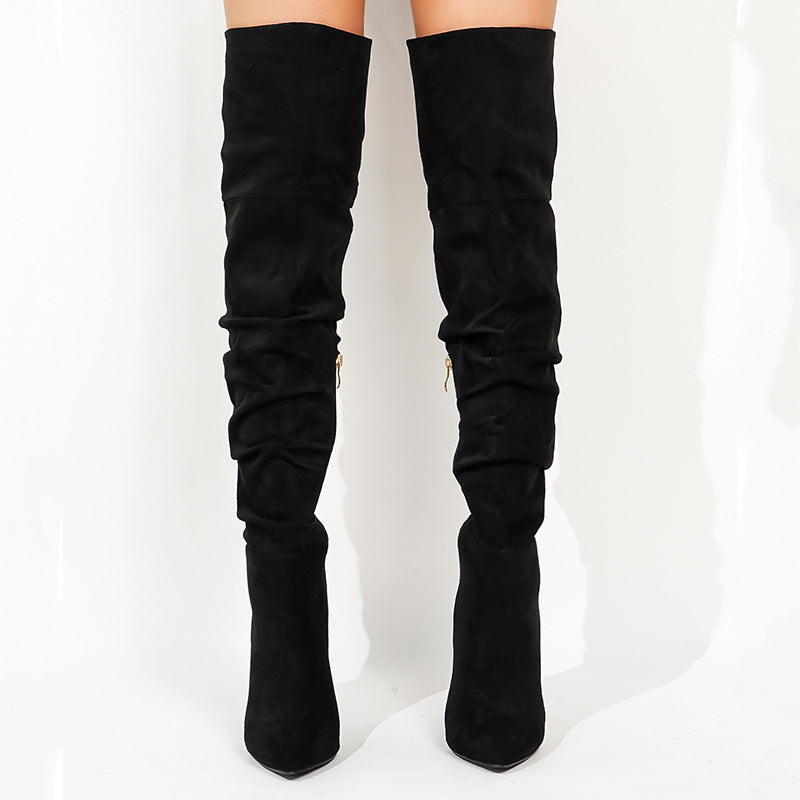 Cross-border Foreign Trade Autumn and Winter New Slim Pointed Over-the-knee Boots Heap Boots Thin Heel Women's Shoes Fashion Women's Boots