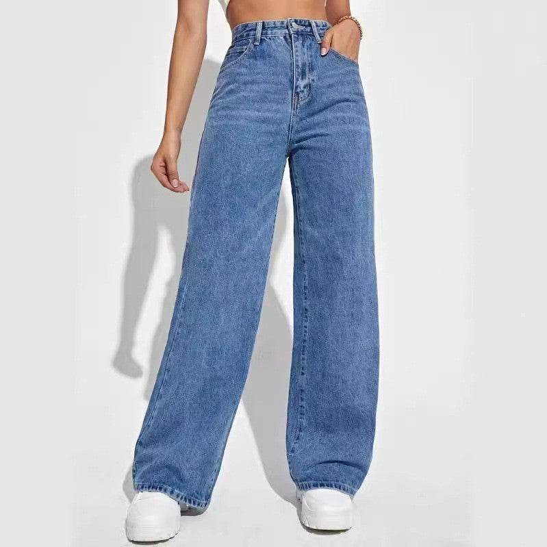2025 New Jeans Women's Loose Straight-Leg Cross-Border European and American Amazon Aliexpress Women's Trousers Factory Direct Sales