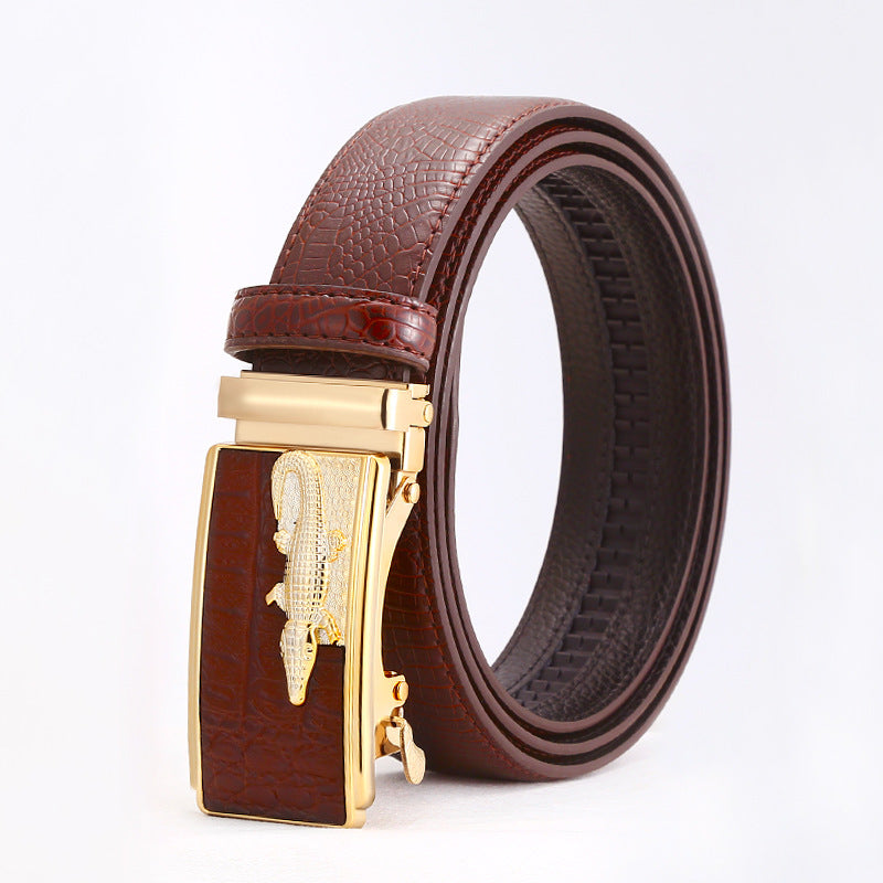 Automatic buckle men's belt crocodile pattern casual Joker youth jeans with wholesale men's belt factory direct sales