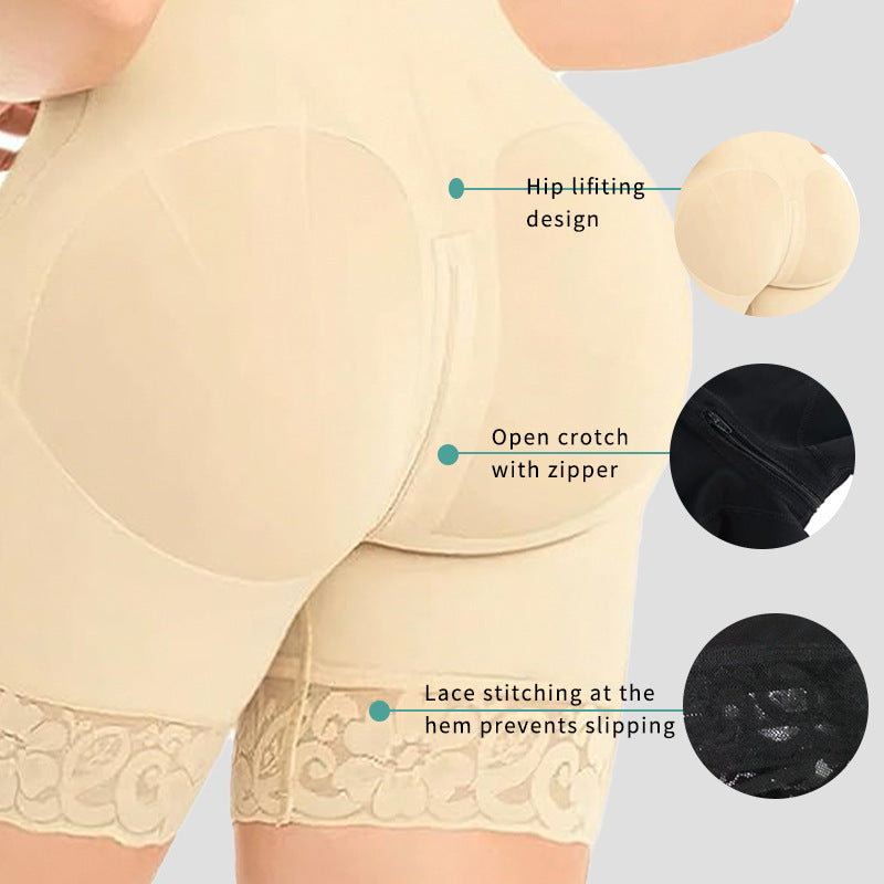 European and American Plus-Size Full-Body Compression Bodysuit, Butt-Lifting and Waist-Slimming Corset with Button Closure, Crotch Zipper Tummy Control Shapewear