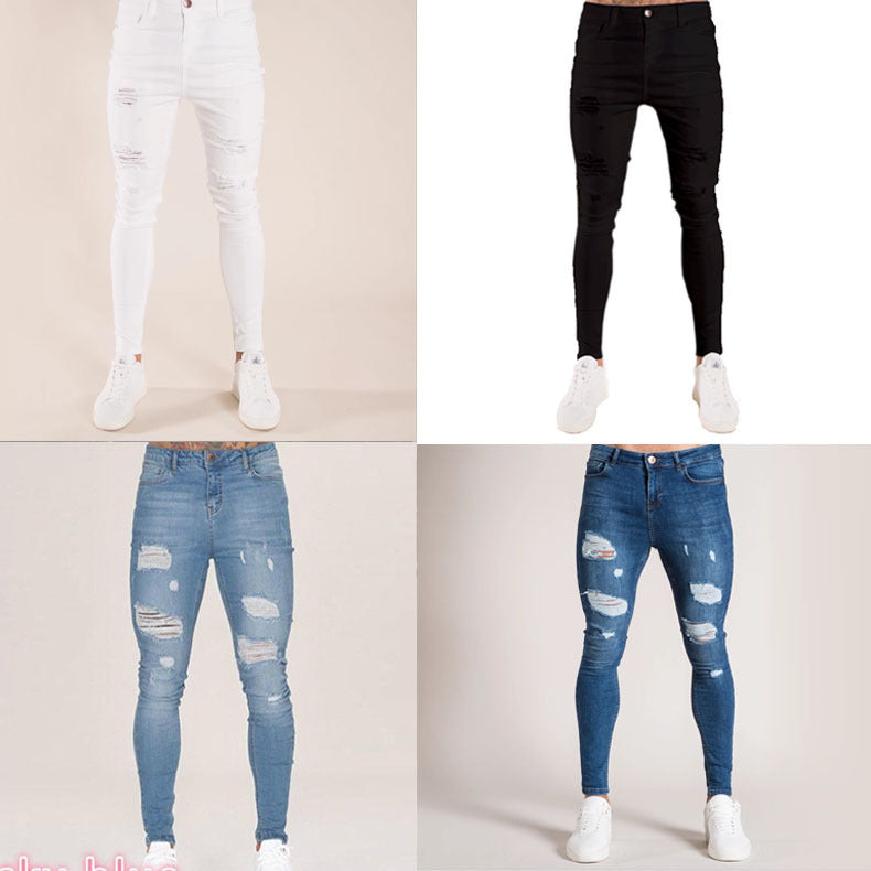 Jeans con Bordado y Cremalleras para Hombre