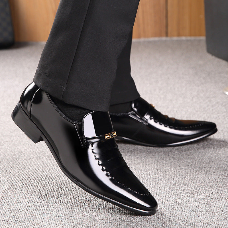 REEHEMES low-top men's shoes spring men's business formal leather shoes men's pointed British cowhide shoes wedding shoes wholesale