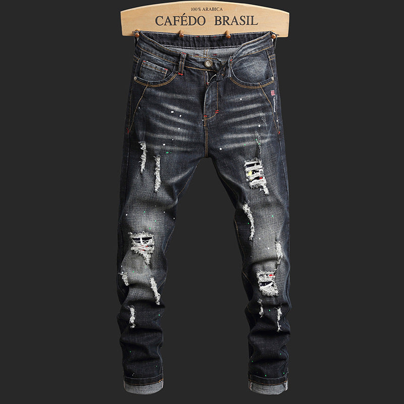 Men's Jeans Autumn 2025 New Trendy Easiest for Match Stretch Slim Foot Casual Long Pants Men's Style