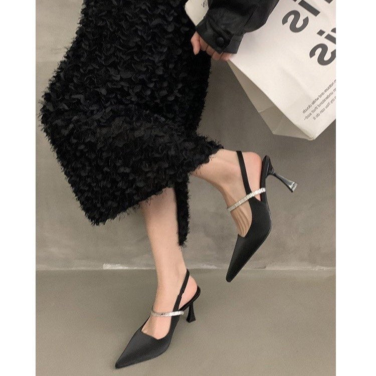 Stiletto Heel Elegant Pointed High Heels Women's 2024 New Design Sense Niche Summer Sandals Women's Rhinestone Outer Shoes