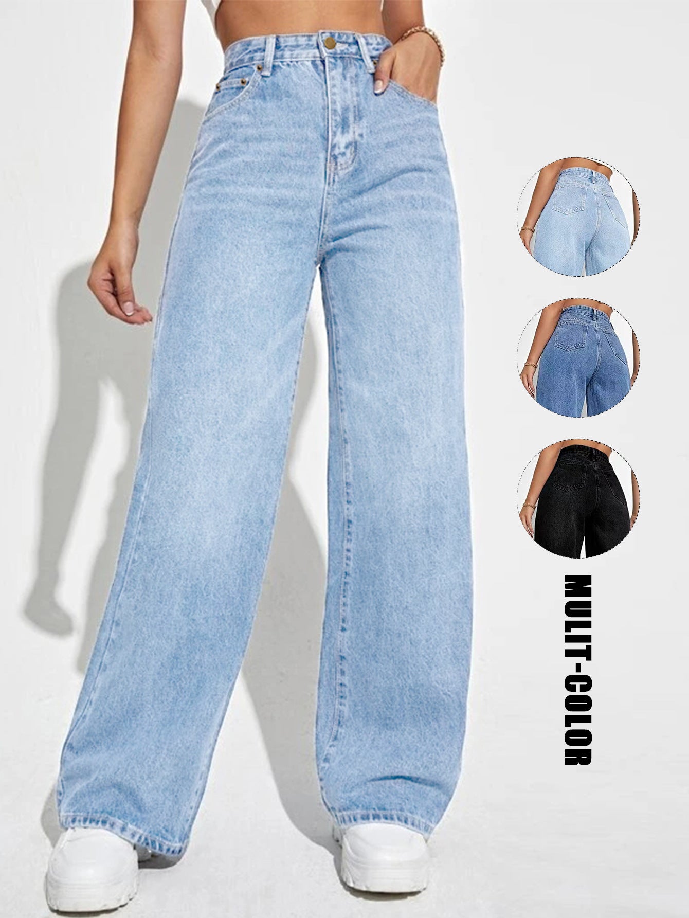 2025 New Jeans Women's Loose Straight-Leg Cross-Border European and American Amazon Aliexpress Women's Trousers Factory Direct Sales
