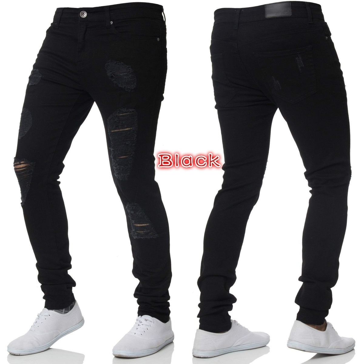 Jeans con Bordado y Cremalleras para Hombre