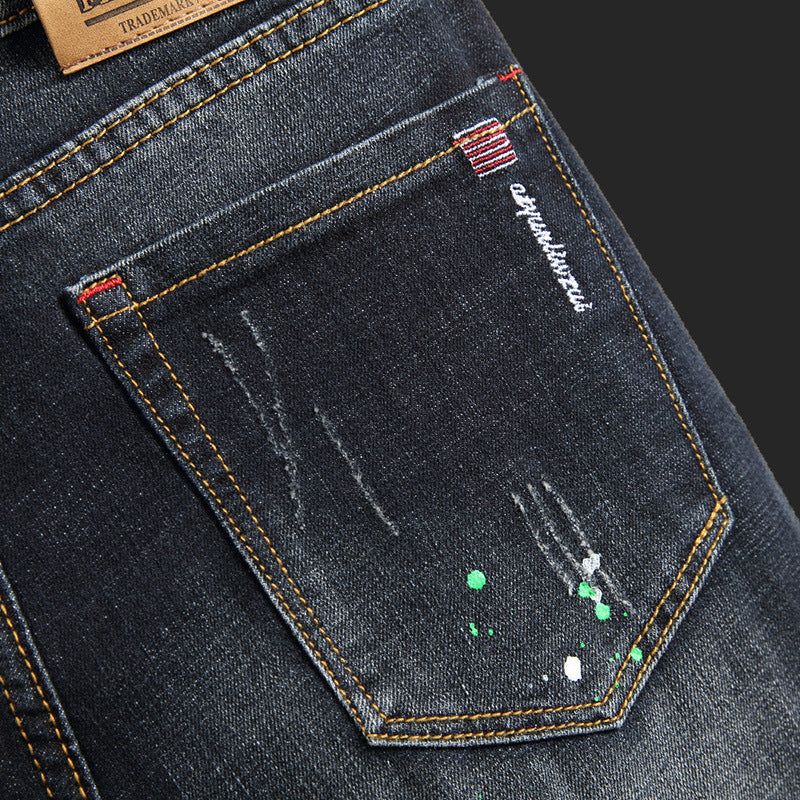 Men's Jeans Autumn 2025 New Trendy Easiest for Match Stretch Slim Foot Casual Long Pants Men's Style