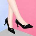 Beautiful High Heels High Heel Women's Shoes Black Pointed All-match Pearl Pointed Design Sense Niche Stiletto Heel Shallow Mouth Single-layer Shoes