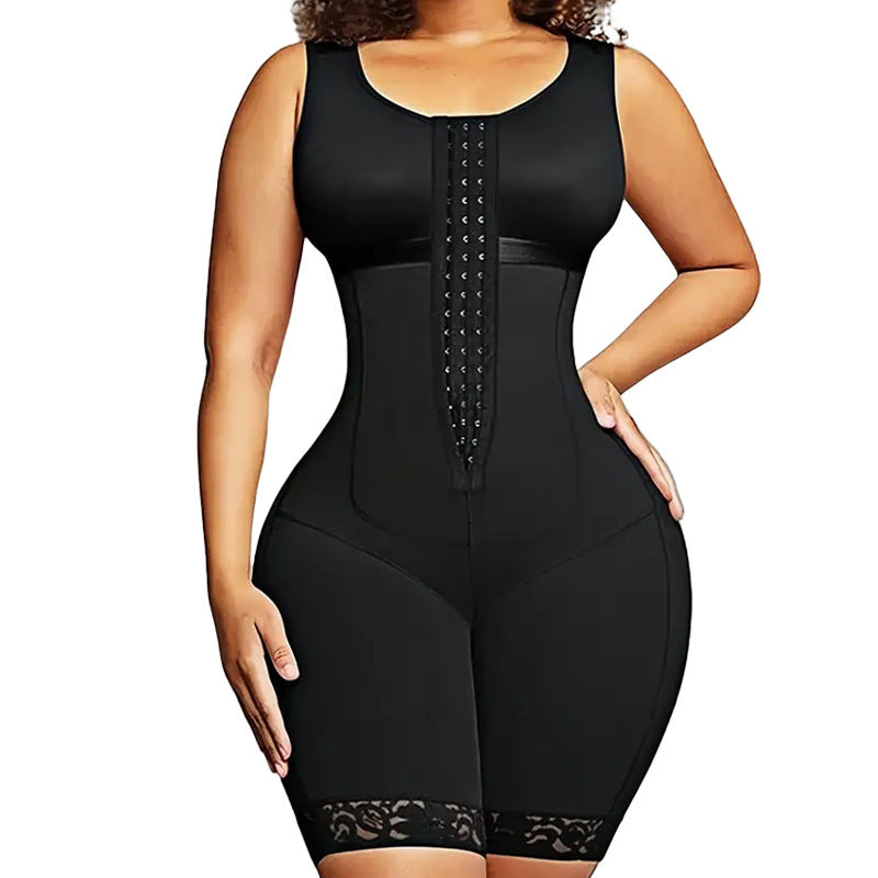 Temu Cross-Border Best-Selling European and American Plus-Size Button-Down Shapewear One-Piece Open-Crotch Corset Body Shaper Tummy Control Butt-Lifting Bodysuit