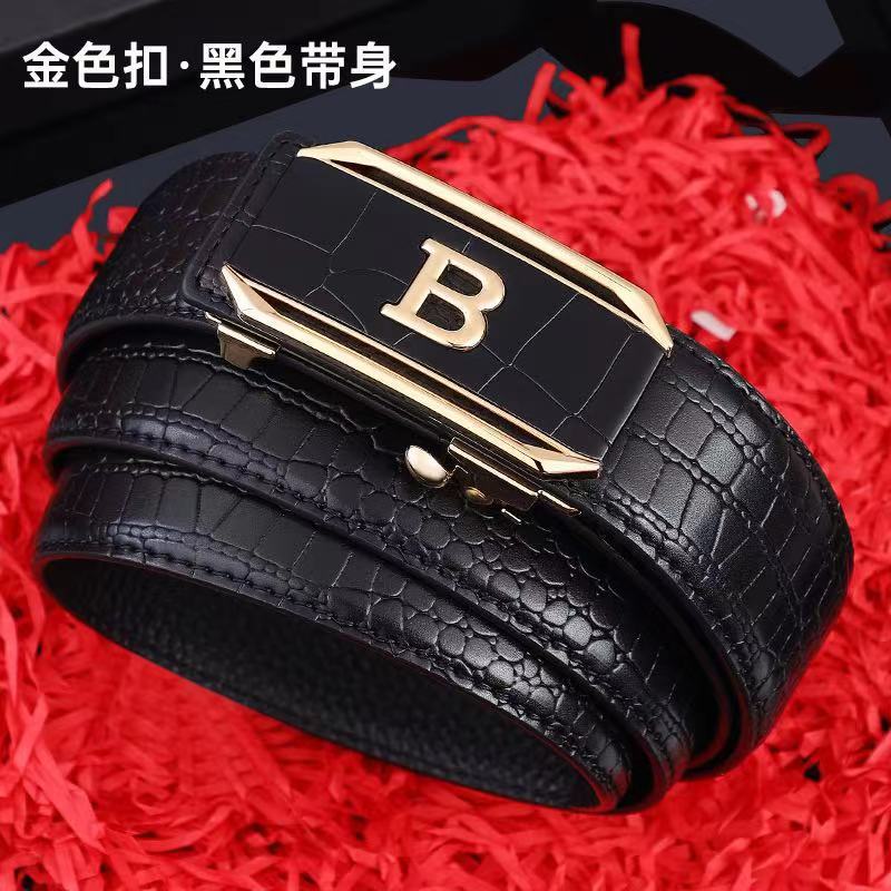 Cross-border Exclusive Luxury Crocodile Pattern Belt High-end Sense Boyfriend Simple Belt Automatic Buckle Father Belt