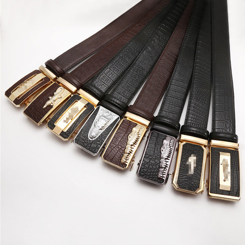 Automatic buckle men's belt crocodile pattern casual Joker youth jeans with wholesale men's belt factory direct sales