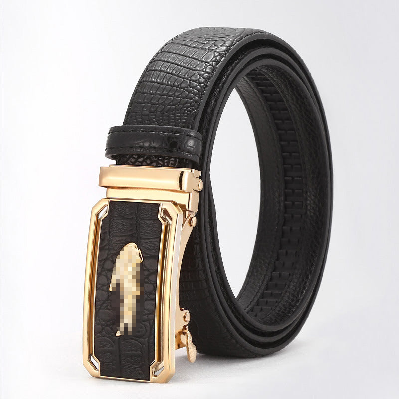 Automatic buckle men's belt crocodile pattern casual Joker youth jeans with wholesale men's belt factory direct sales