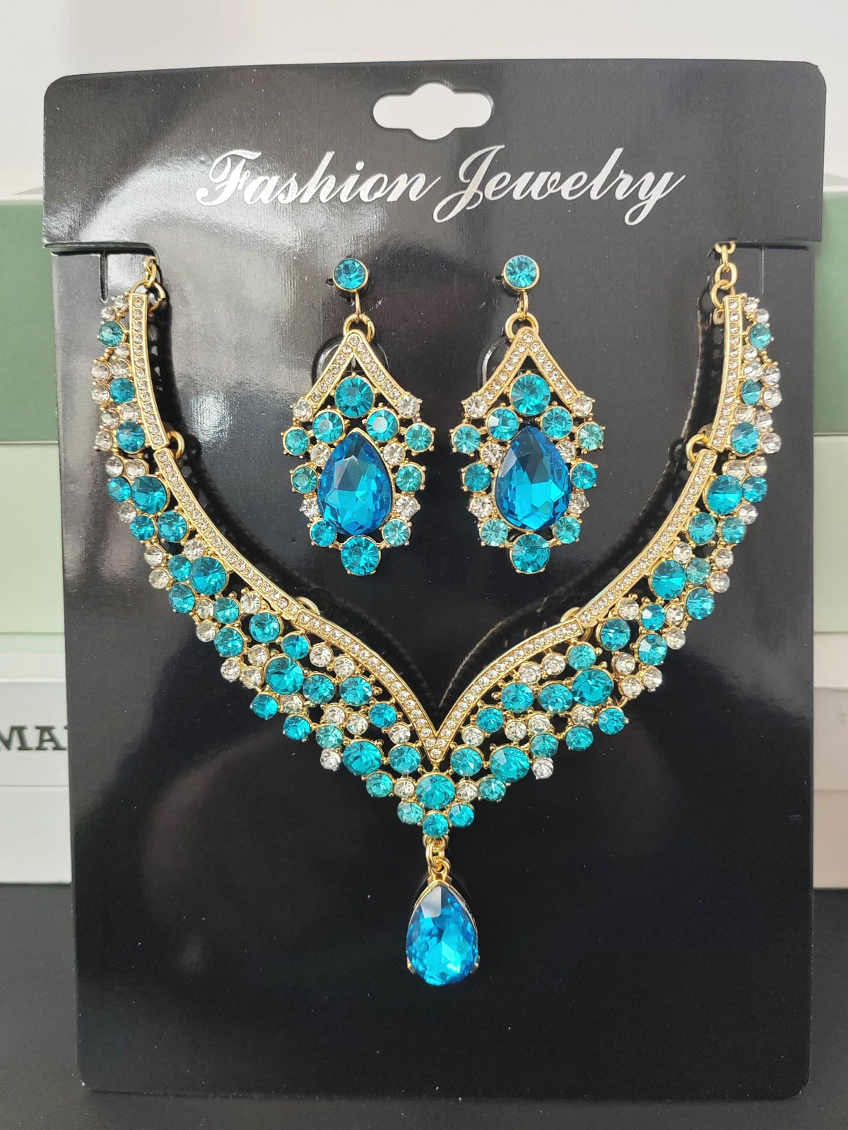 Cross-Border Jewelry Set Red Necklace Earrings Two-Piece Wedding Dress Accessories European and American Elegant Suit for Women
