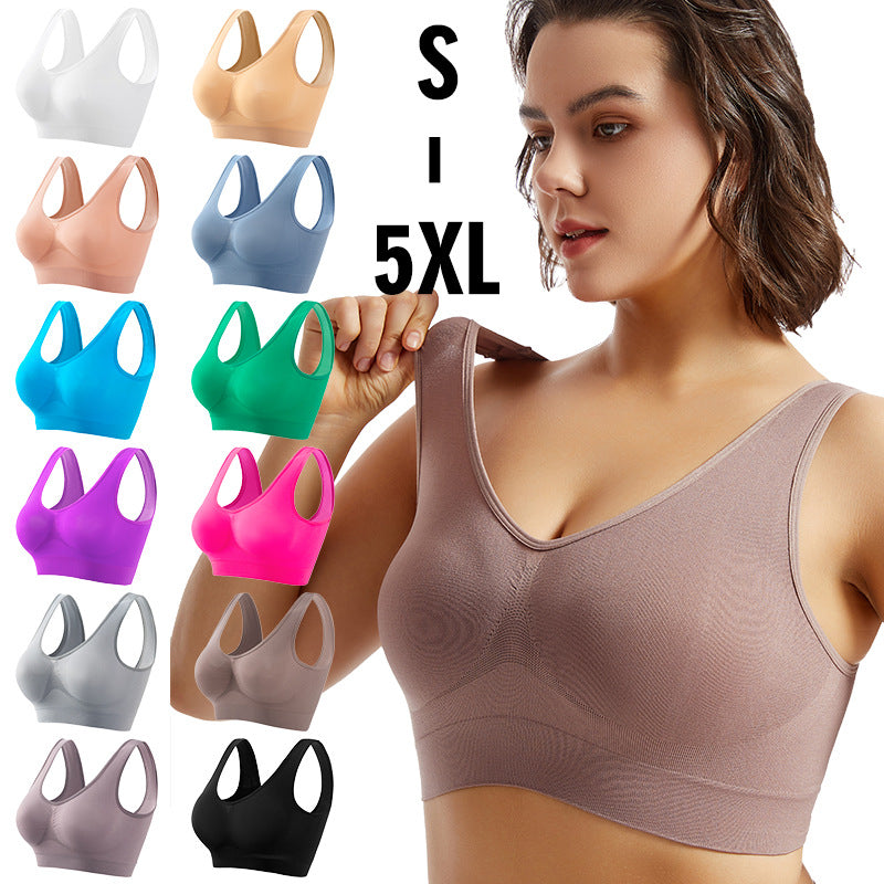plus size Underwear Women's Small Chest Push-up chubby girl Non-rims Yoga Sports Bra Thin Padded Sexual Beauty Vest
