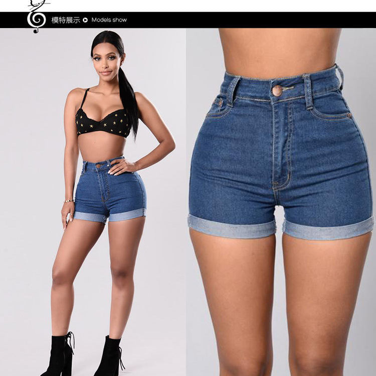 Cross-border foreign trade AliExpress wish Europe and the United States new summer women's denim shorts sexy women's high waist hem hot pants