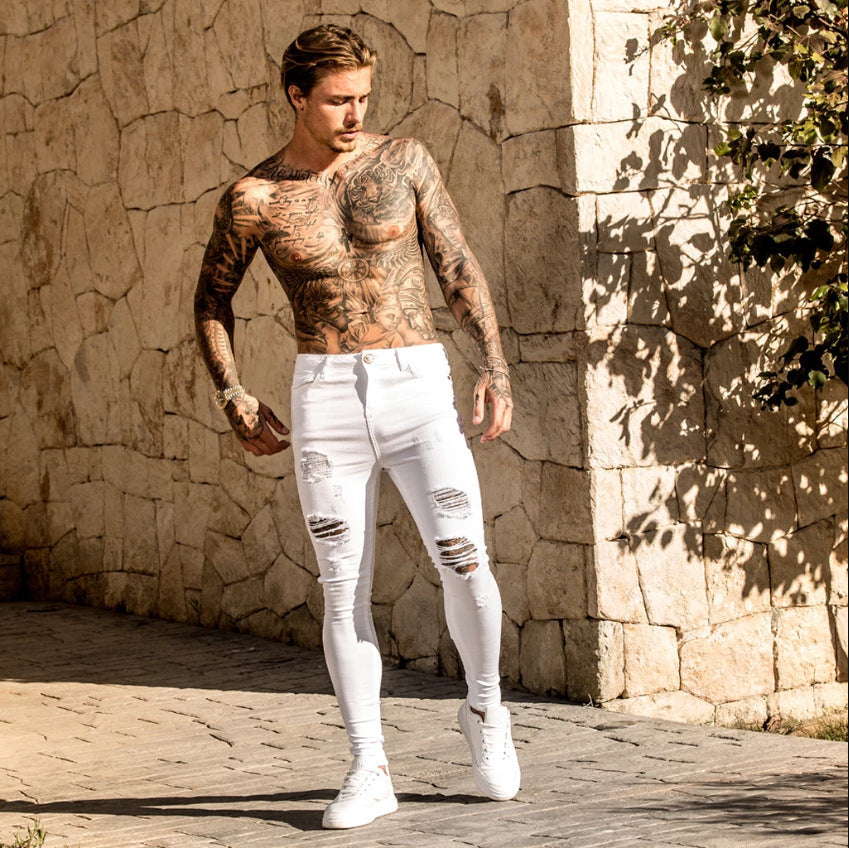 Jeans con Bordado y Cremalleras para Hombre