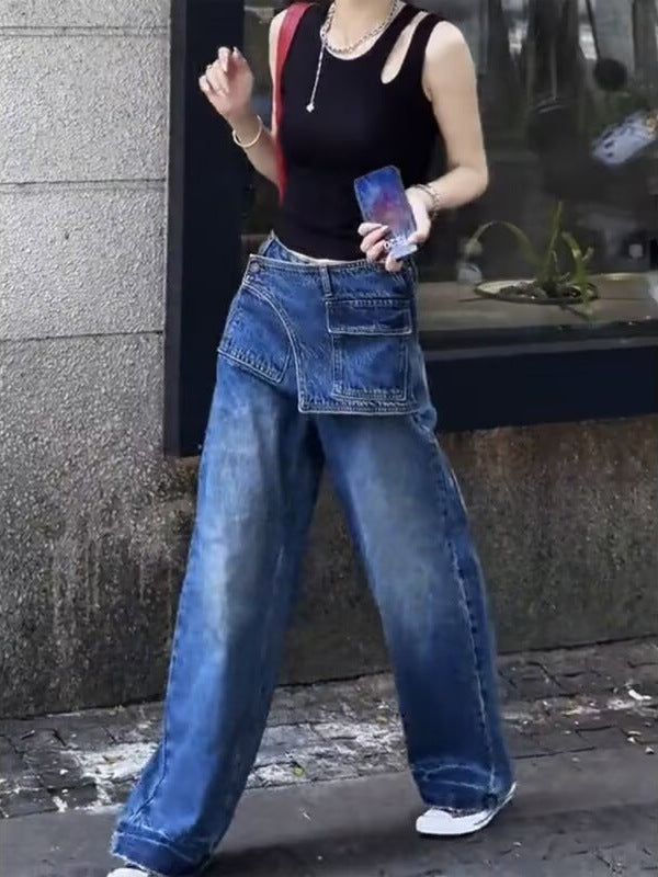 2025 New Summer Style High-Waisted Slimming Large Size Wide-Leg Slimming Summer Relaxed Casual Jeans Personalized Trousers