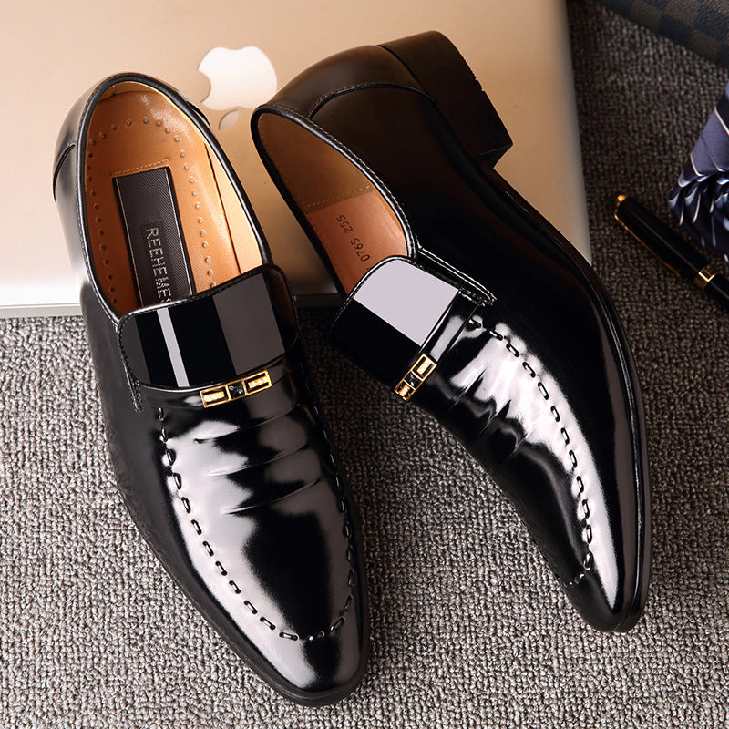 REEHEMES low-top men's shoes spring men's business formal leather shoes men's pointed British cowhide shoes wedding shoes wholesale